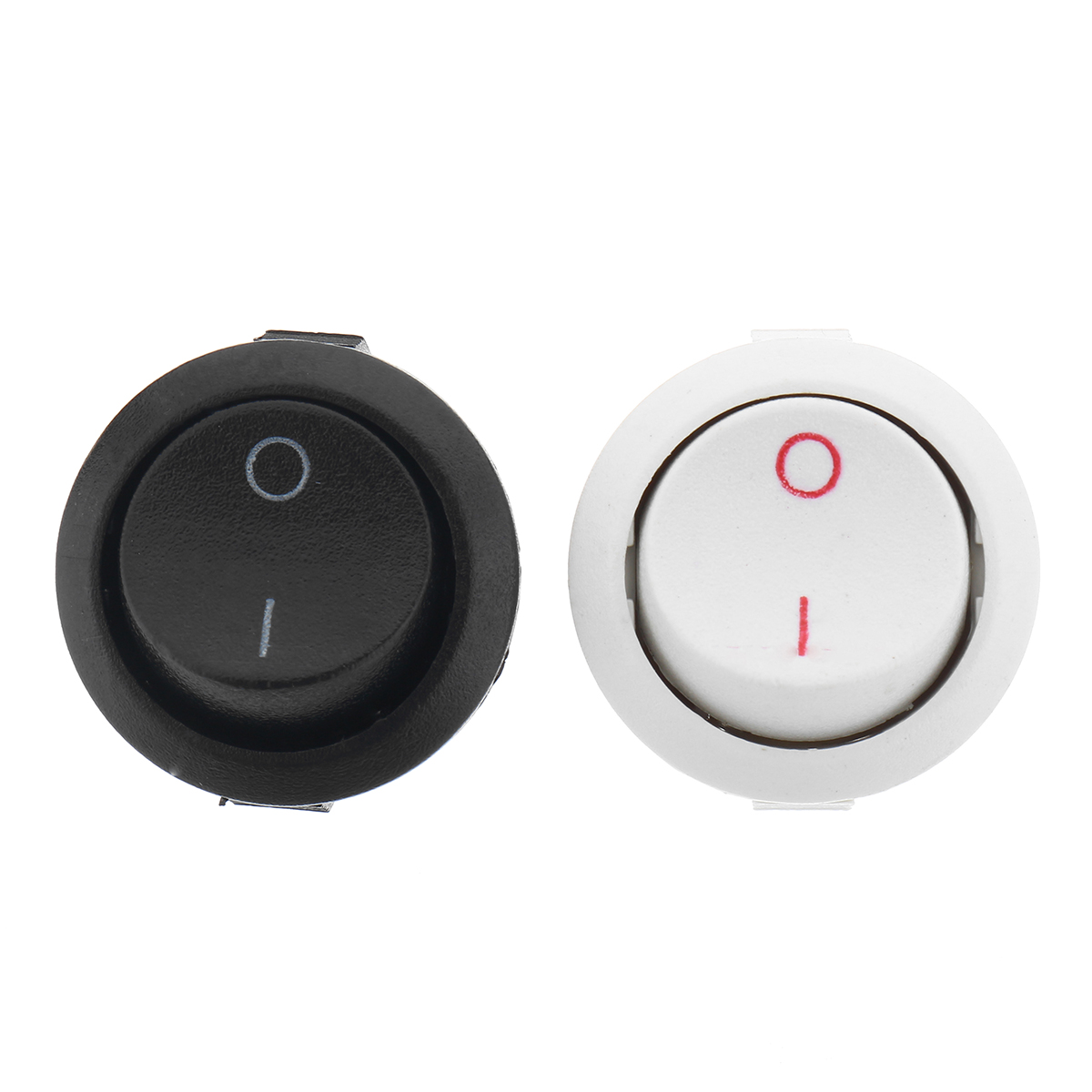 2-PIN-3A250VAC-6A125VAC-SPST-On-Off-Round-Rocker-Switch-Black-White-1266133