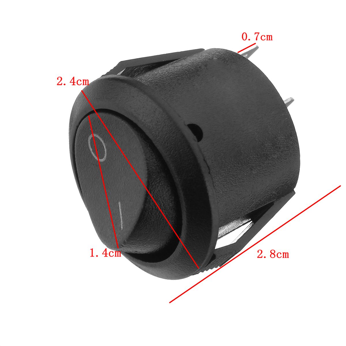 2-PIN-3A250VAC-6A125VAC-SPST-On-Off-Round-Rocker-Switch-Black-White-1266133