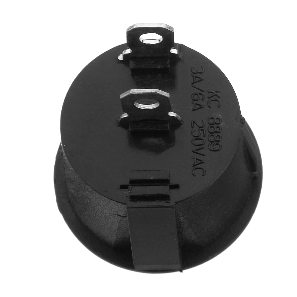 2-PIN-3A250VAC-6A125VAC-SPST-On-Off-Round-Rocker-Switch-Black-White-1266133