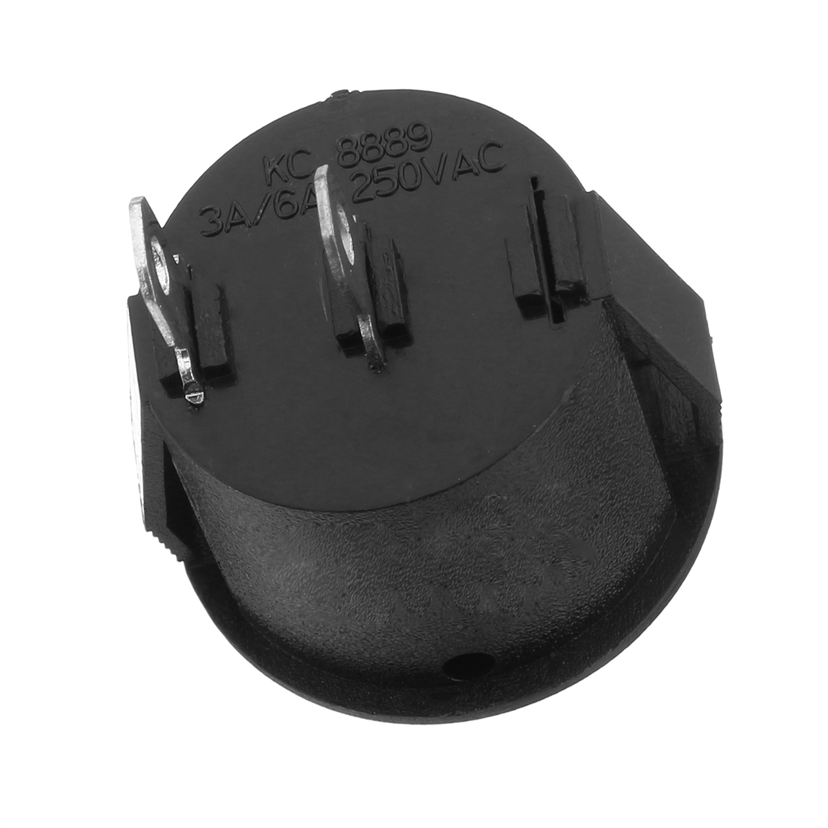 2-PIN-3A250VAC-6A125VAC-SPST-On-Off-Round-Rocker-Switch-Black-White-1266133