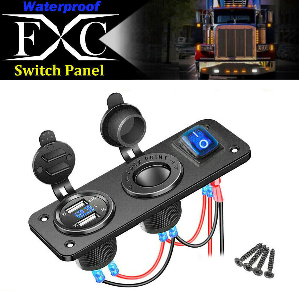 3-in-1-Dual-USB-Charger-LED-Voltmeter-12V-24V-Power-Socket-On-Off-Switch-Panel-Black-Marine-Dual-USB-1694519