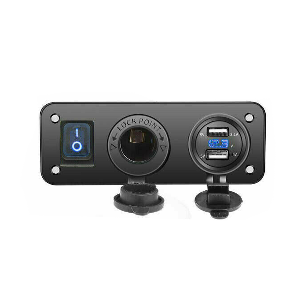 3-in-1-Dual-USB-Charger-LED-Voltmeter-12V-24V-Power-Socket-On-Off-Switch-Panel-Black-Marine-Dual-USB-1694519