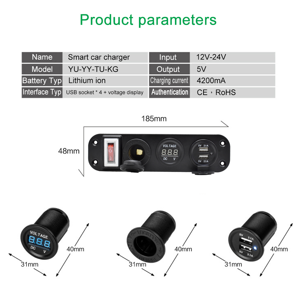 4-in-1-USB-Lighter-Digital-Voltmeter-Dual-USB-Power-Charger-12V-Power-Socket-Waterproof-Dustproof-Wi-1720439