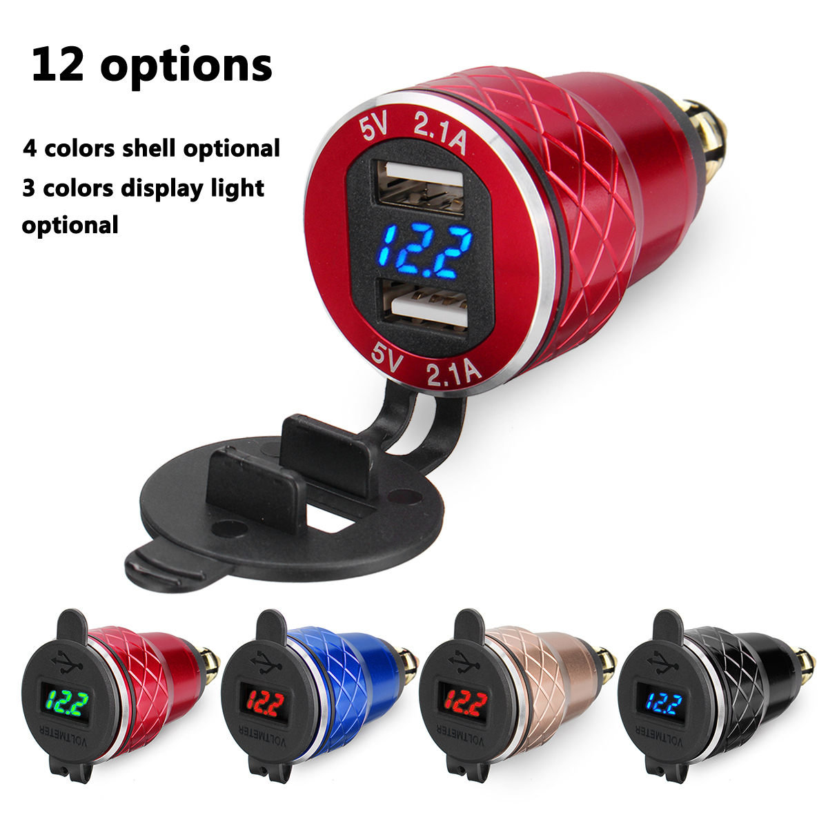 42A-12-24V-CNC-Dual-USB-Charger-LCD-Display-HellaDIN-Socket-For-BMW-1313637