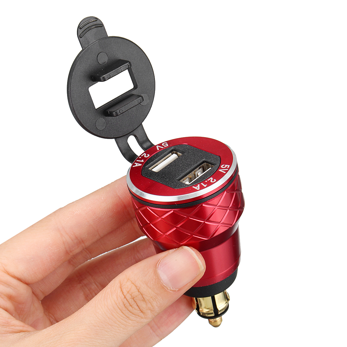 42A-12-24V-CNC-Dual-USB-Charger-LCD-Display-HellaDIN-Socket-For-BMW-1313637