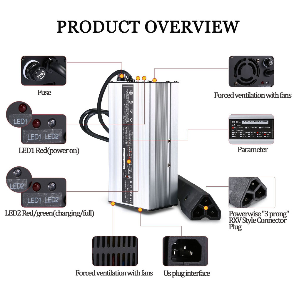 48V-6A-Battery-Charger-RXV-Plug-For-Ez-Go-Club-Golf-Cart-Car-1596498