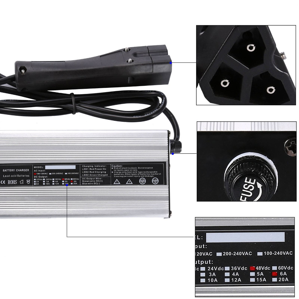 48V-6A-Battery-Charger-RXV-Plug-For-Ez-Go-Club-Golf-Cart-Car-1596498