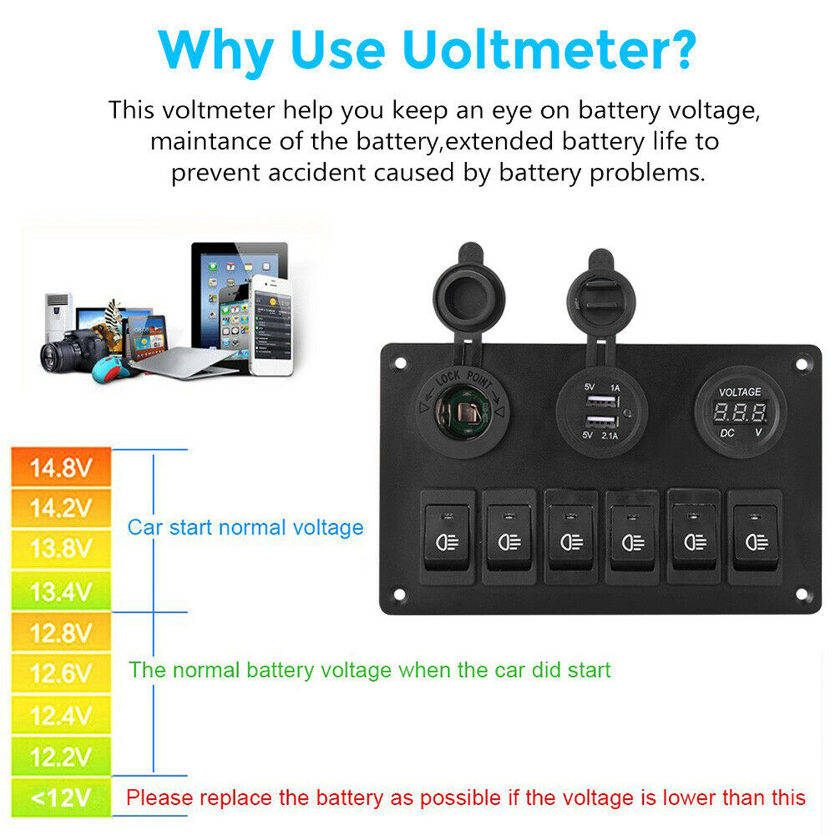 6-Gang-12V-Switch-Panel-USB-Charger-ON-OFF-Toggle-Rocker-For-Car-Boat-Marine-1822295
