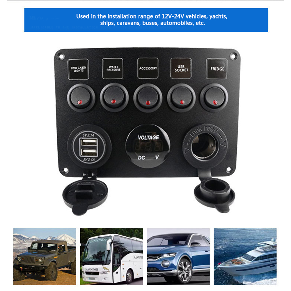 Car-Boat-Switch-Panel-Waterproof-Digital-Voltmeter-Dual-USB-Port-12V-Outlet-Combination-Marine-LED-R-1814491