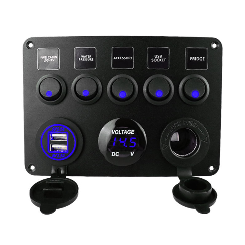 Car-Boat-Switch-Panel-Waterproof-Digital-Voltmeter-Dual-USB-Port-12V-Outlet-Combination-Marine-LED-R-1814491