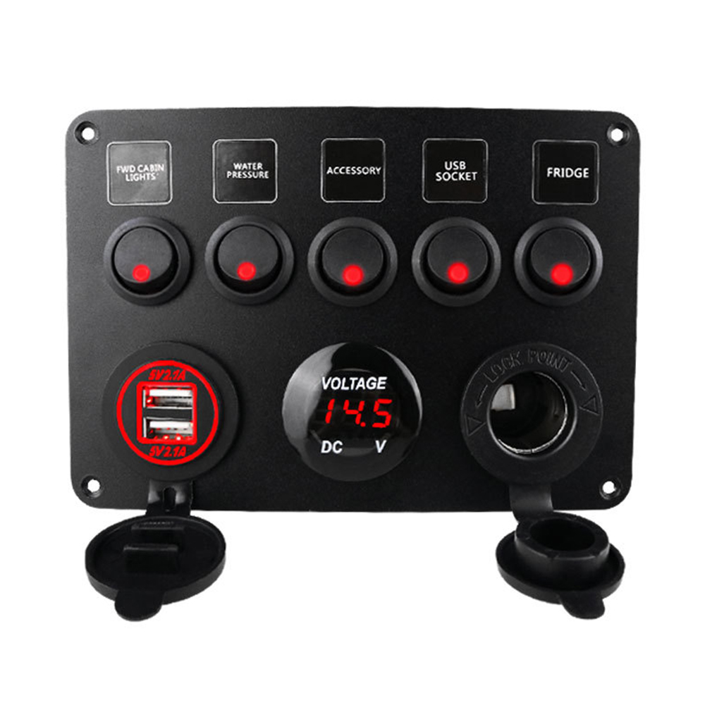 Car-Boat-Switch-Panel-Waterproof-Digital-Voltmeter-Dual-USB-Port-12V-Outlet-Combination-Marine-LED-R-1814491