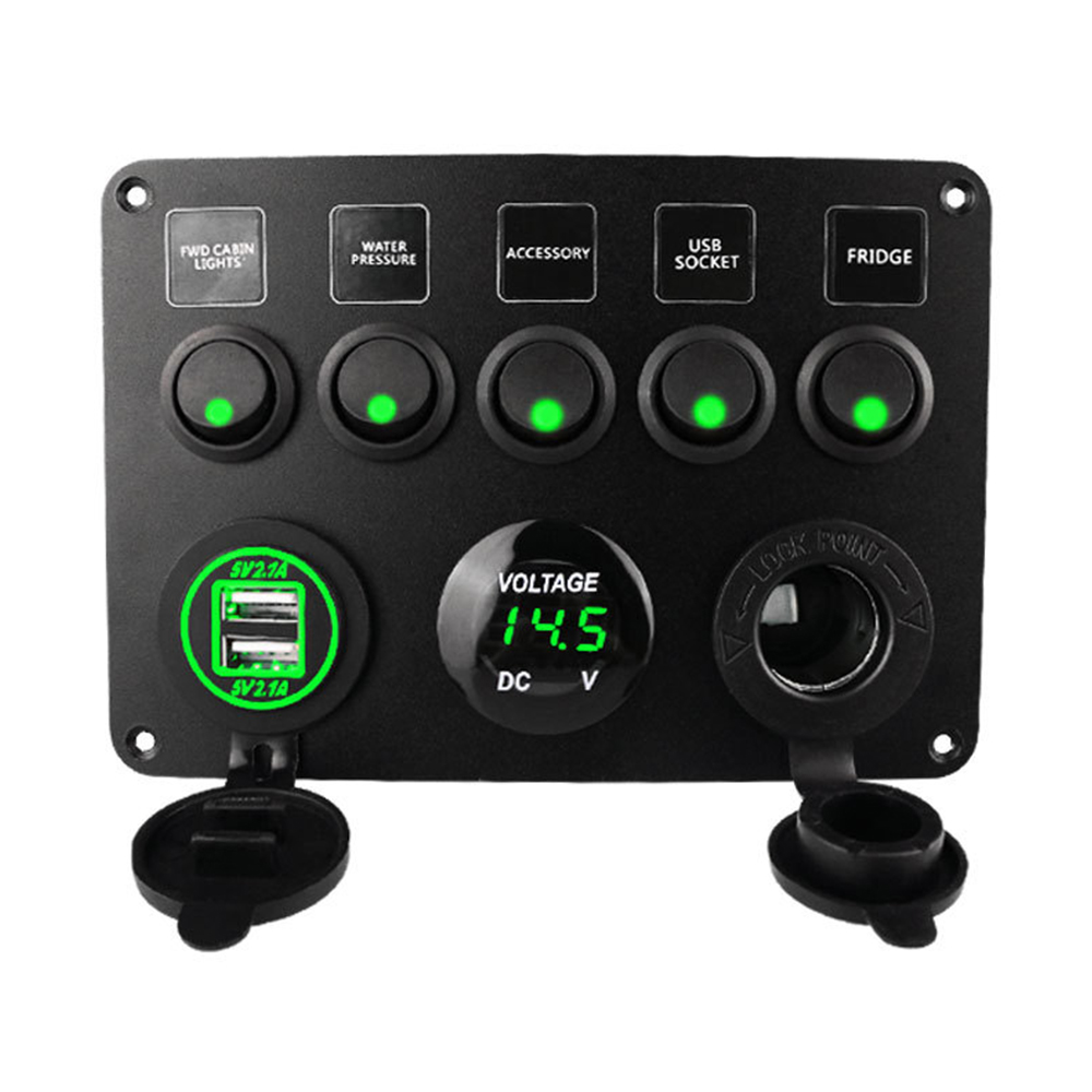 Car-Boat-Switch-Panel-Waterproof-Digital-Voltmeter-Dual-USB-Port-12V-Outlet-Combination-Marine-LED-R-1814491