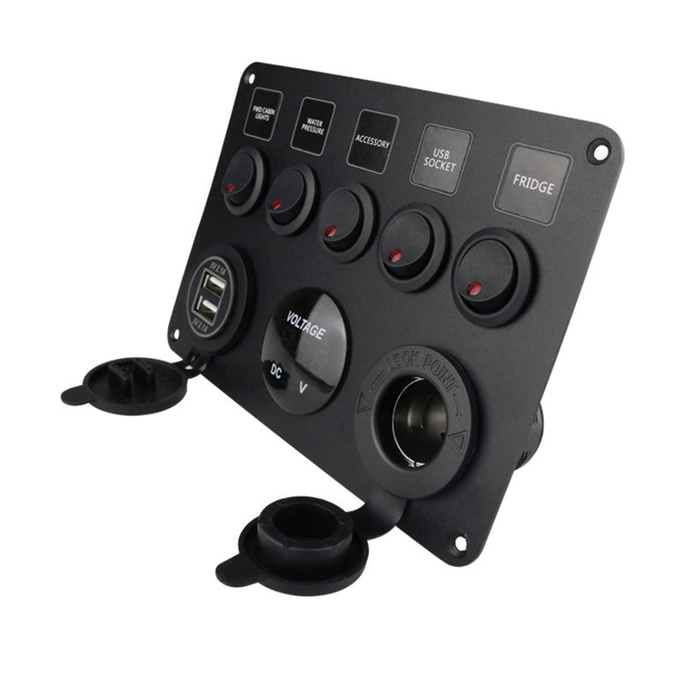 Car-Boat-Switch-Panel-Waterproof-Digital-Voltmeter-Dual-USB-Port-12V-Outlet-Combination-Marine-LED-R-1814491