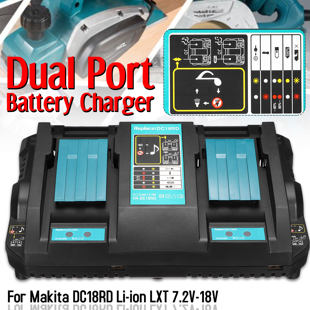 Dual-Twin-Port-Battery-Charger-For-Makita-DC18RD-Li-ion-LXT-72V-18V-Fast-Rapid-1466163