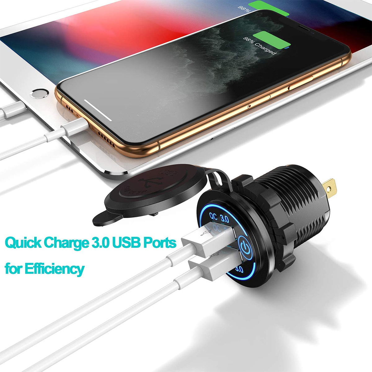 Dual-USB-Port-Car-Charger-Socket-QC-30-Fast-Charging-Outlet-Car-Truck-Boat-RV-1818832