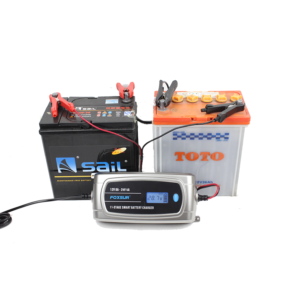 FOXSUR-12V-24V-11-Stage-LCD-Display-Battery-Charger-Waterproof-Truck-Car-Motorcycle-Lead-Acid-EFB-GE-1700214