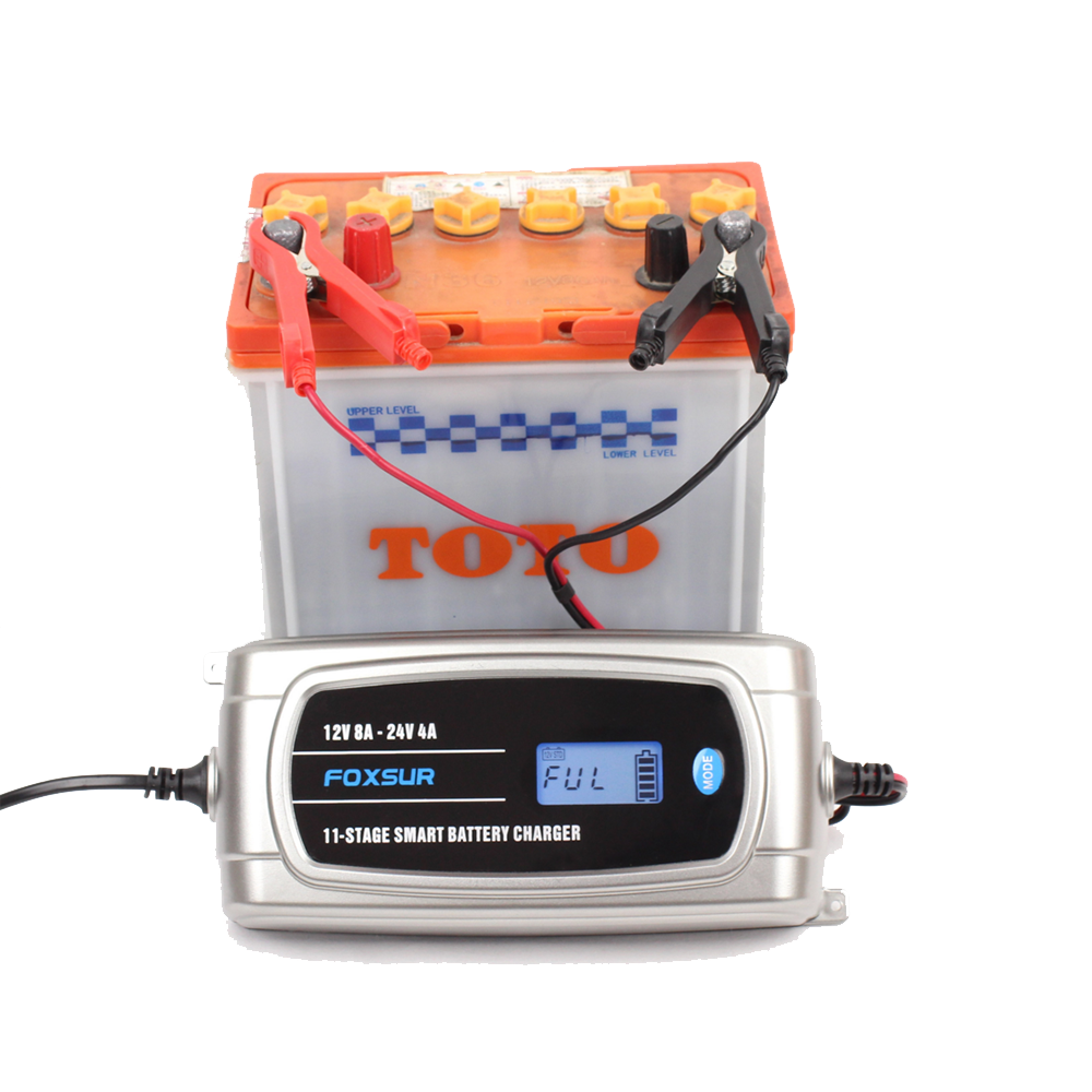 FOXSUR-12V-24V-11-Stage-LCD-Display-Battery-Charger-Waterproof-Truck-Car-Motorcycle-Lead-Acid-EFB-GE-1700214