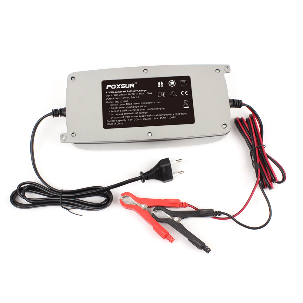 FOXSUR-12V-24V-11-Stage-LCD-Display-Battery-Charger-Waterproof-Truck-Car-Motorcycle-Lead-Acid-EFB-GE-1700214