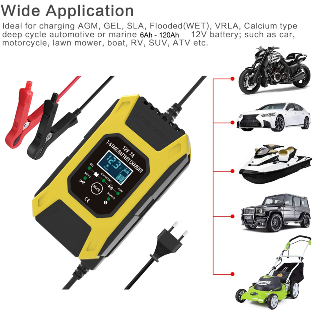 FOXSUR-12V-7A-Motorcycle-Car-Battery-Charger-7-stage-Pulse-Lead-acid-Battery-Charge-LCD-Display-AGM--1766403
