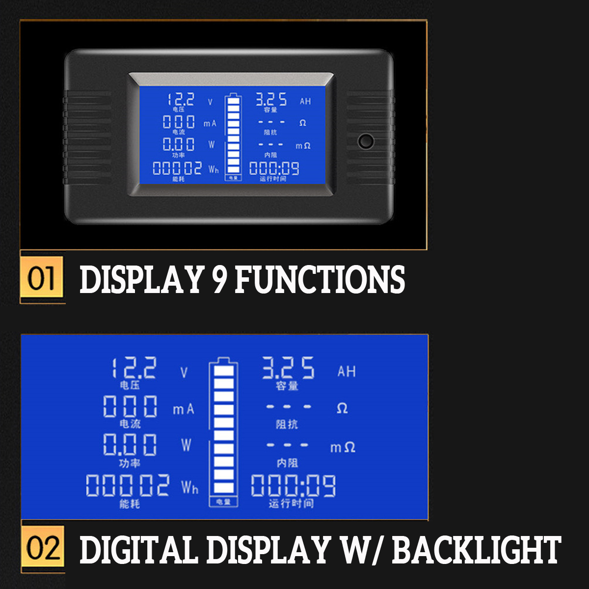LCD-Display-DC-Battery-Voltage-Monitor-Meter-0-200V-Volt-Amp-For-Cars-RV-Solar-System-1584978
