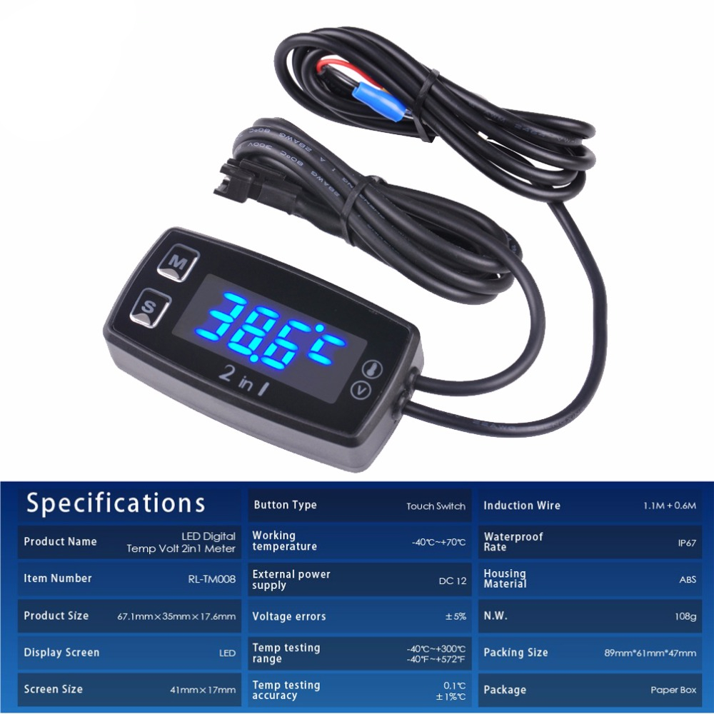 Motorcycle-Meter-LED-Digital-Termometer-Voltmeter-Temperature-Meter-For-Pit-Bike-ATV-Outboard-Lawnmo-1687389