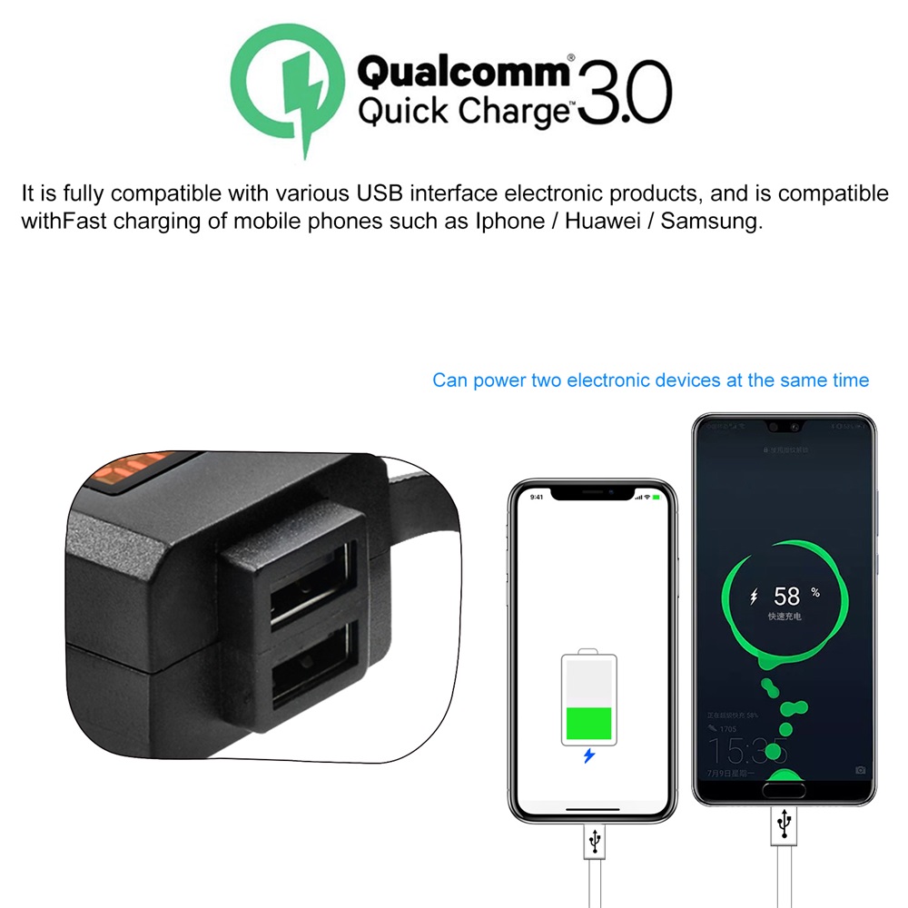 QC30-Fast-Charge-Dual-USB-Port-Motorcycle-Charger-Mobile-Phone-Charger-9V-32V-Voltmeter-Dual-Bracket-1801832