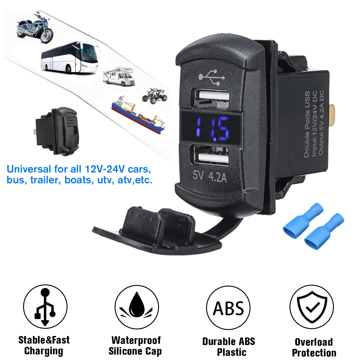 USB-Charger-For-Polaris-UTV-RZR-RZR4-Ranger-XP-1000-900-800-Crew-2015-2016-1462471