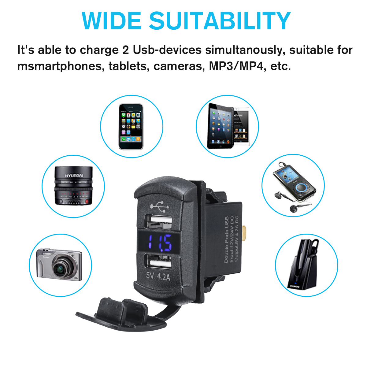 USB-Charger-For-Polaris-UTV-RZR-RZR4-Ranger-XP-1000-900-800-Crew-2015-2016-1462471