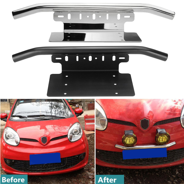 Motorcycle-License-Plate-Frame-Holder-Car-Vehicle-Bull-Bar-Light-Mounting-Bracket-BlackSilver-1127683