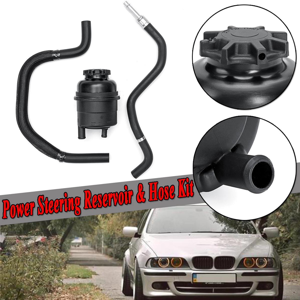 Power-Steering-Reservoir-Tank--Return-Hose-Cap-Kit-for-BMW-E39-525i-528i-530i-328i-528i-550i-X5-Z3-Z-1484087