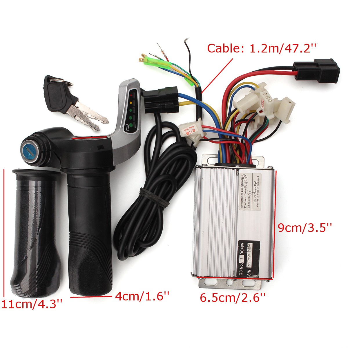 48V-1000W-Electric-Bike-Motor-Scooter-Speed-Controller-wThrottle-Twist-Grips-1163093
