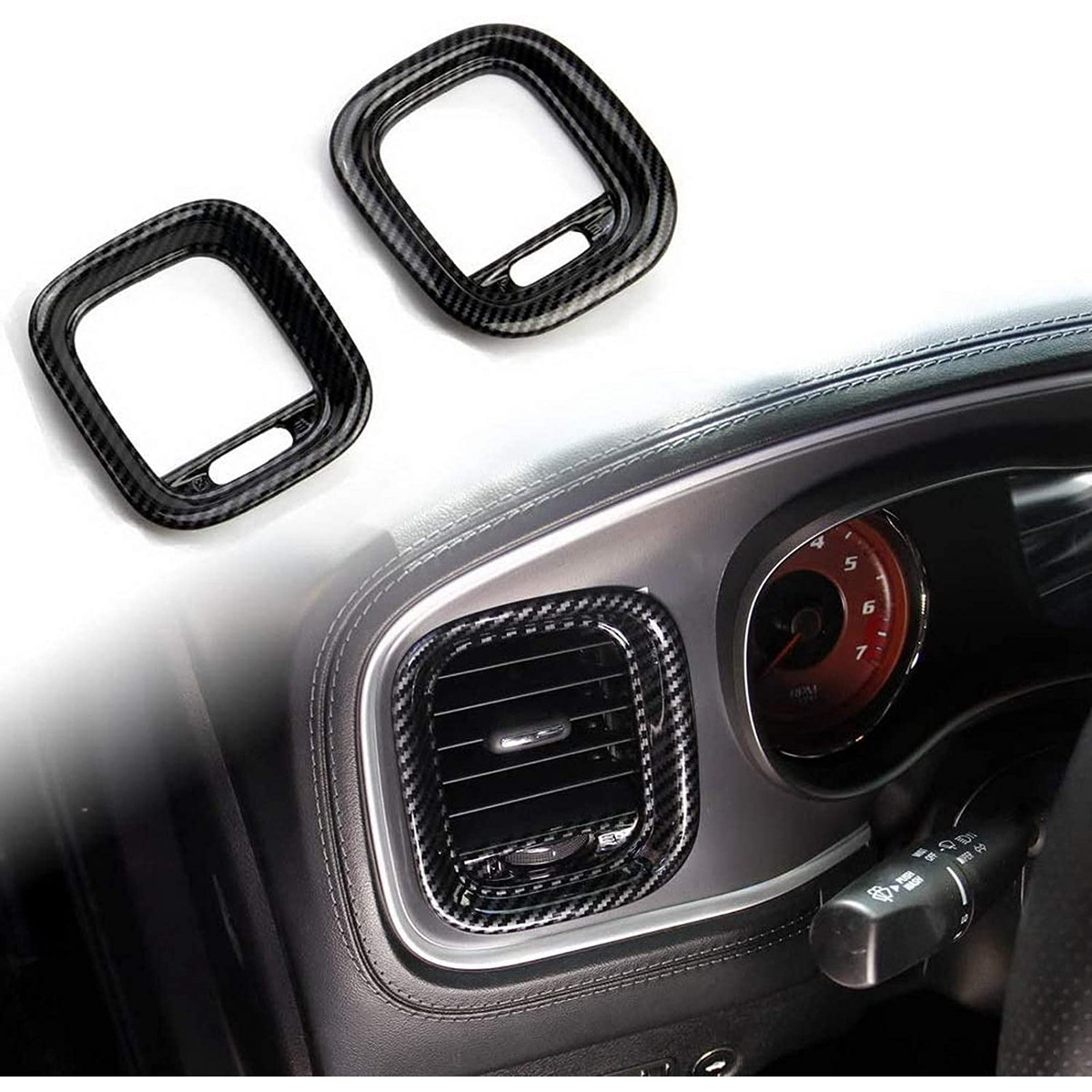 2PCS-Carbon-Fiber-Air-Vent-Cover-AC-Outlet-Trim-Kit-For-Dodge-Charger-2015-1810809