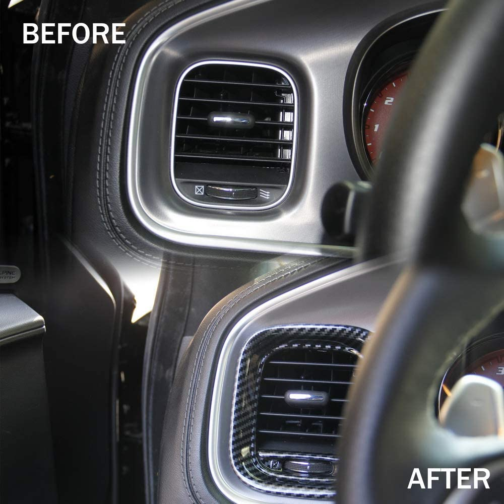 2PCS-Carbon-Fiber-Air-Vent-Cover-AC-Outlet-Trim-Kit-For-Dodge-Charger-2015-1810809