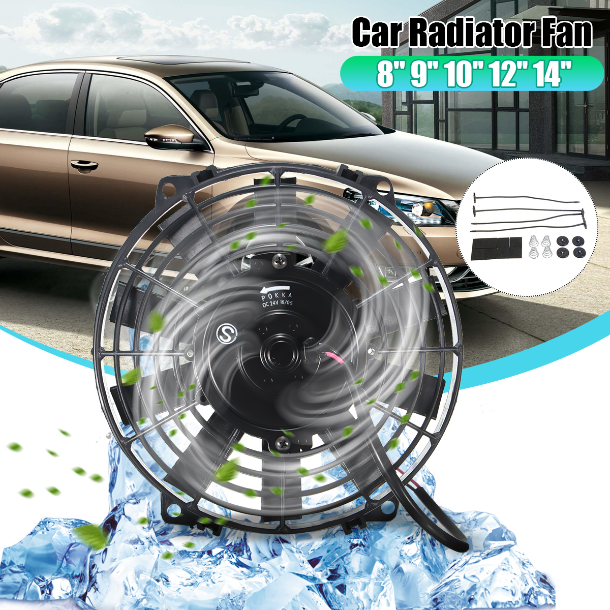 Universal-12V-80W-Electric-Cooling-Radiator-Fan-Pull-Push-Straight-Black-Blade-1099346