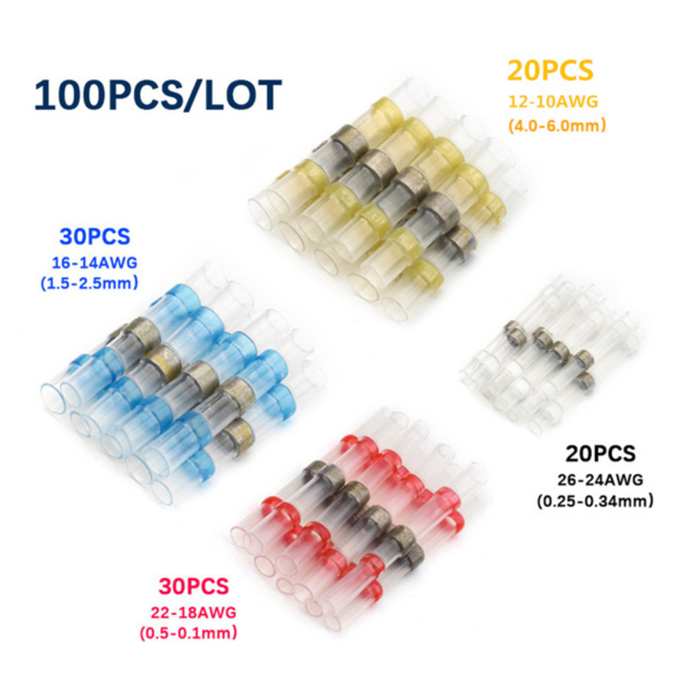 100PCS-Solder-Seal-Wire-Connectors-Heat-Shrink-Solder-Butt-Connectors-Terminals-Connector-Kit-Automo-1820991