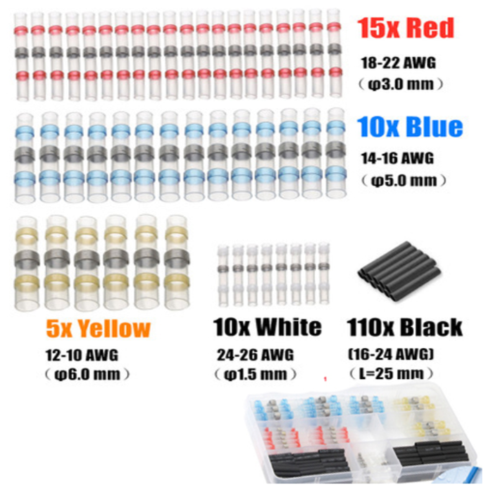 150PCS-Solder-Seal-Wire-Connectors-Heat-Shrink-Solder-Butt-Connectors-Terminals-Connector-Kit-Automo-1821760