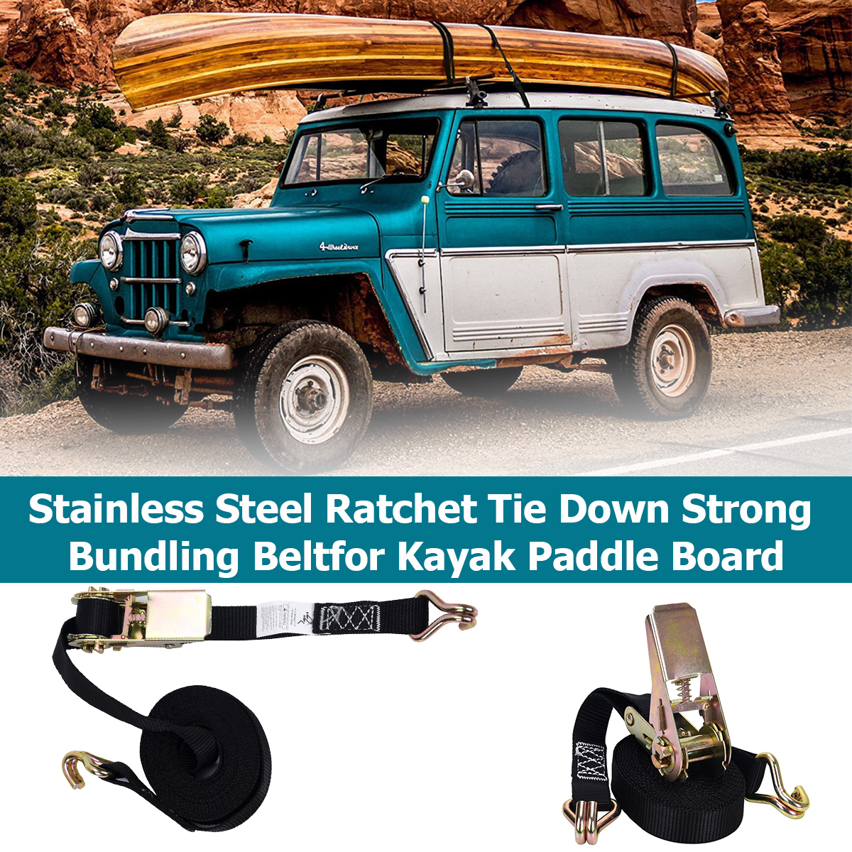 1PC-12ft-Buckle-Tie-Down-Belt-Cargo-Straps-For-Car-Motorcycle-Bike-With-Metal-1766404