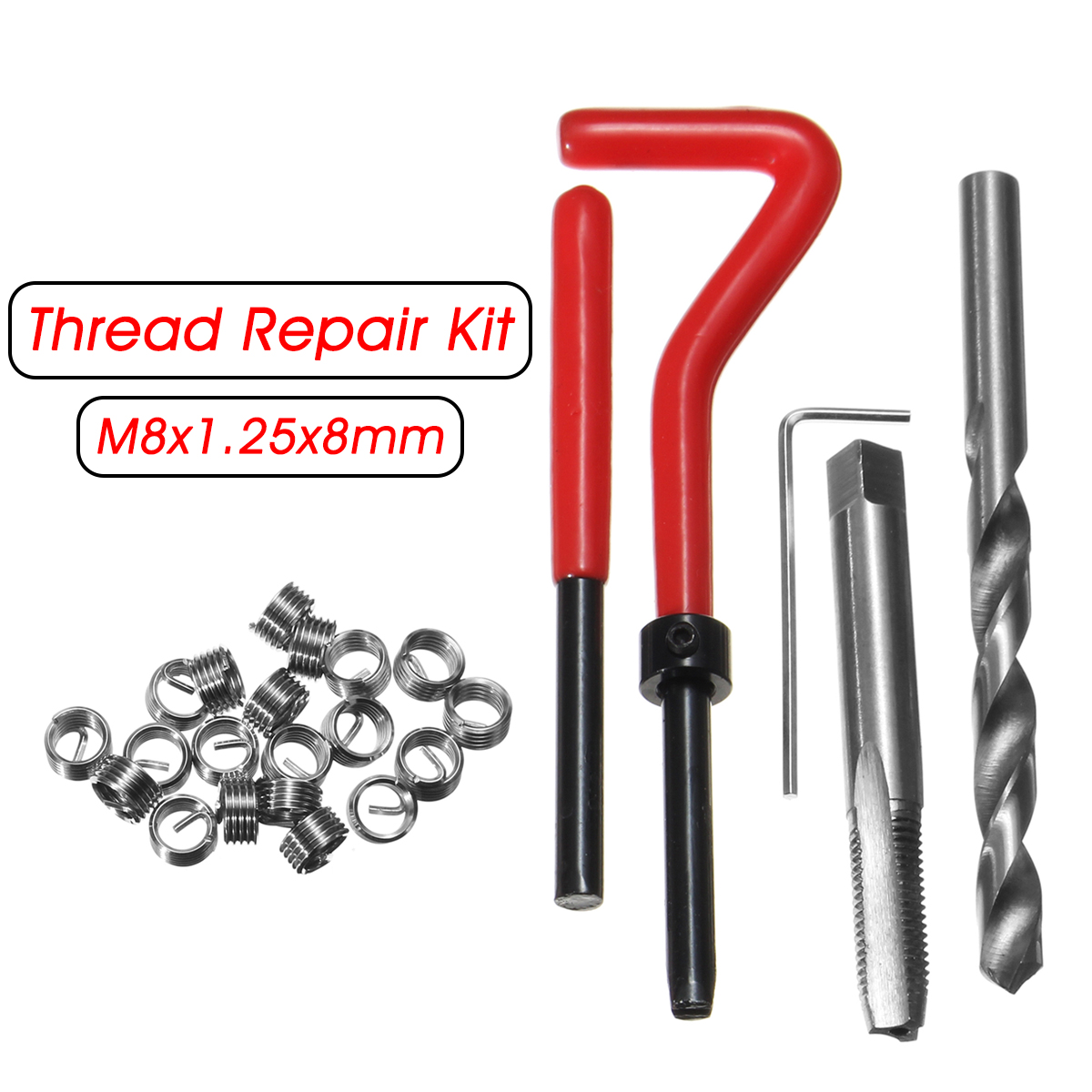 25Pcs-M8-x-125-x-8mm-Helicoil-Compatible-Thread-Tap-Repair-Tool-Cutter-Kit-Insert-1434605