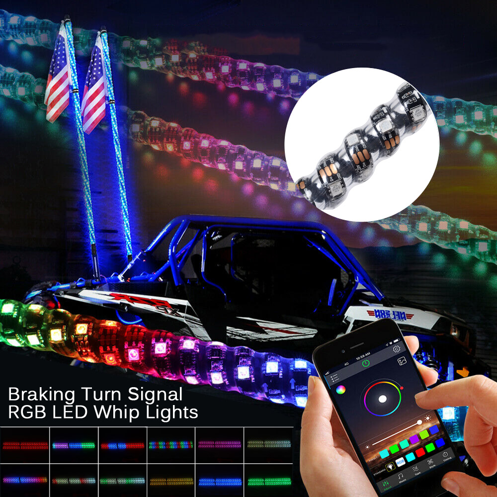 2x-3ft4ft5ft-LED-Chasing-RGB-Color-Whip-Lights-With-Flag--Remote-Control-Braking-Turn-Signal-For-ATV-1703434