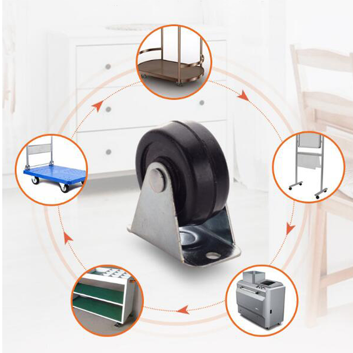 Heavy-Duty-2quot-50mm-Swivel-Castor-Wheel-for-Shopping-Cart-Trolley-Caster-Rubber-1720681