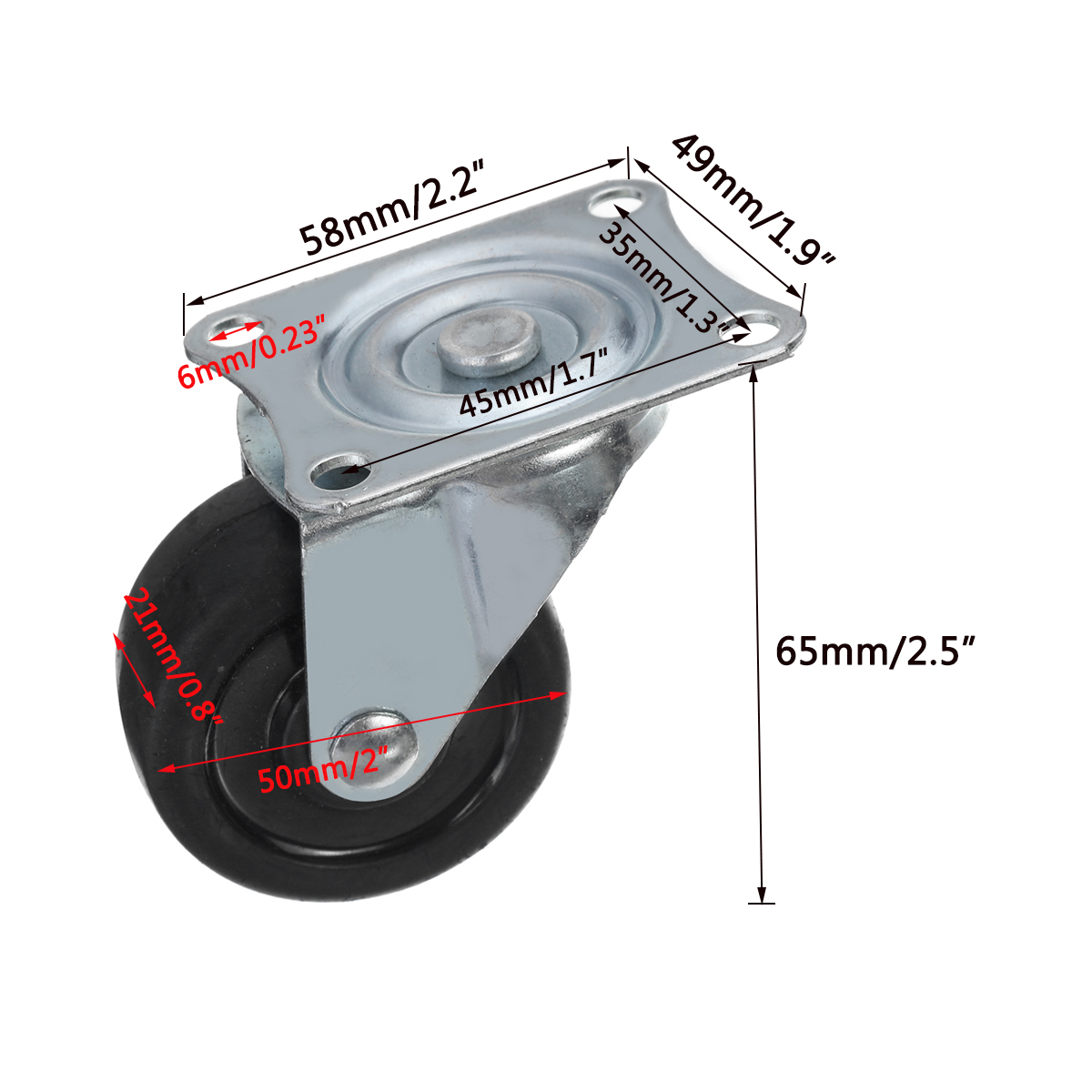 Heavy-Duty-2quot-50mm-Swivel-Castor-Wheel-for-Shopping-Cart-Trolley-Caster-Rubber-1720681