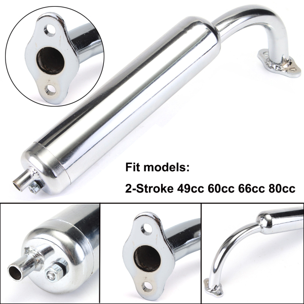 Motorcycle-Chrome-Muffler-Exhaust-2-Stroke-49cc-60cc-66cc-80cc-Motorized-Bicycle-Bike-1145452