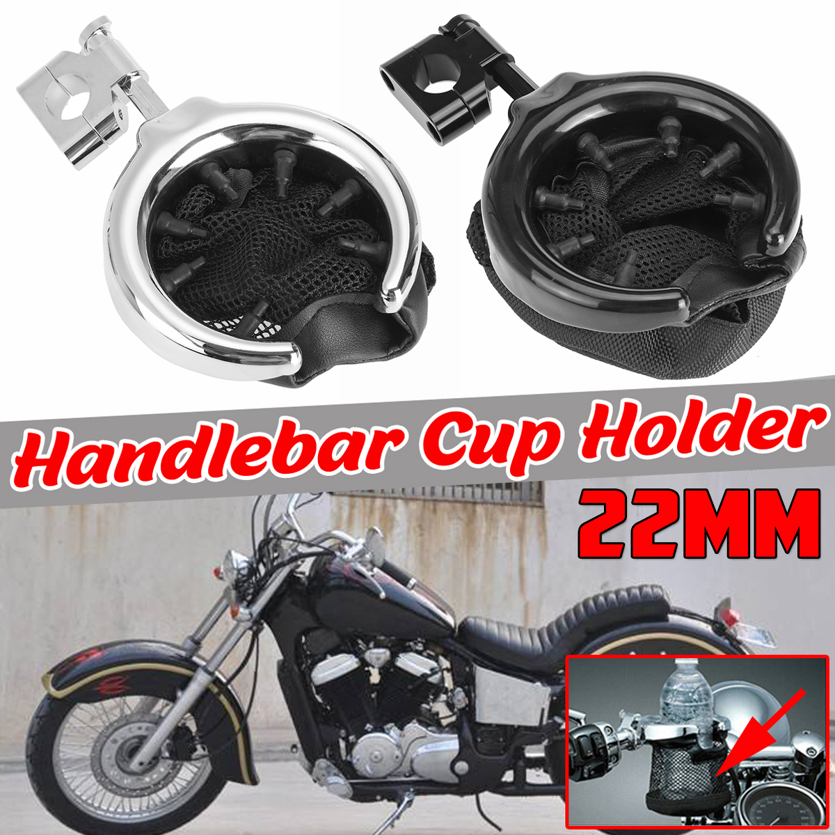 Universal-22mm-Handlebar-Cup-Holder-Motorcycle-Metal-Drink-Basket-For-Harley-1730315