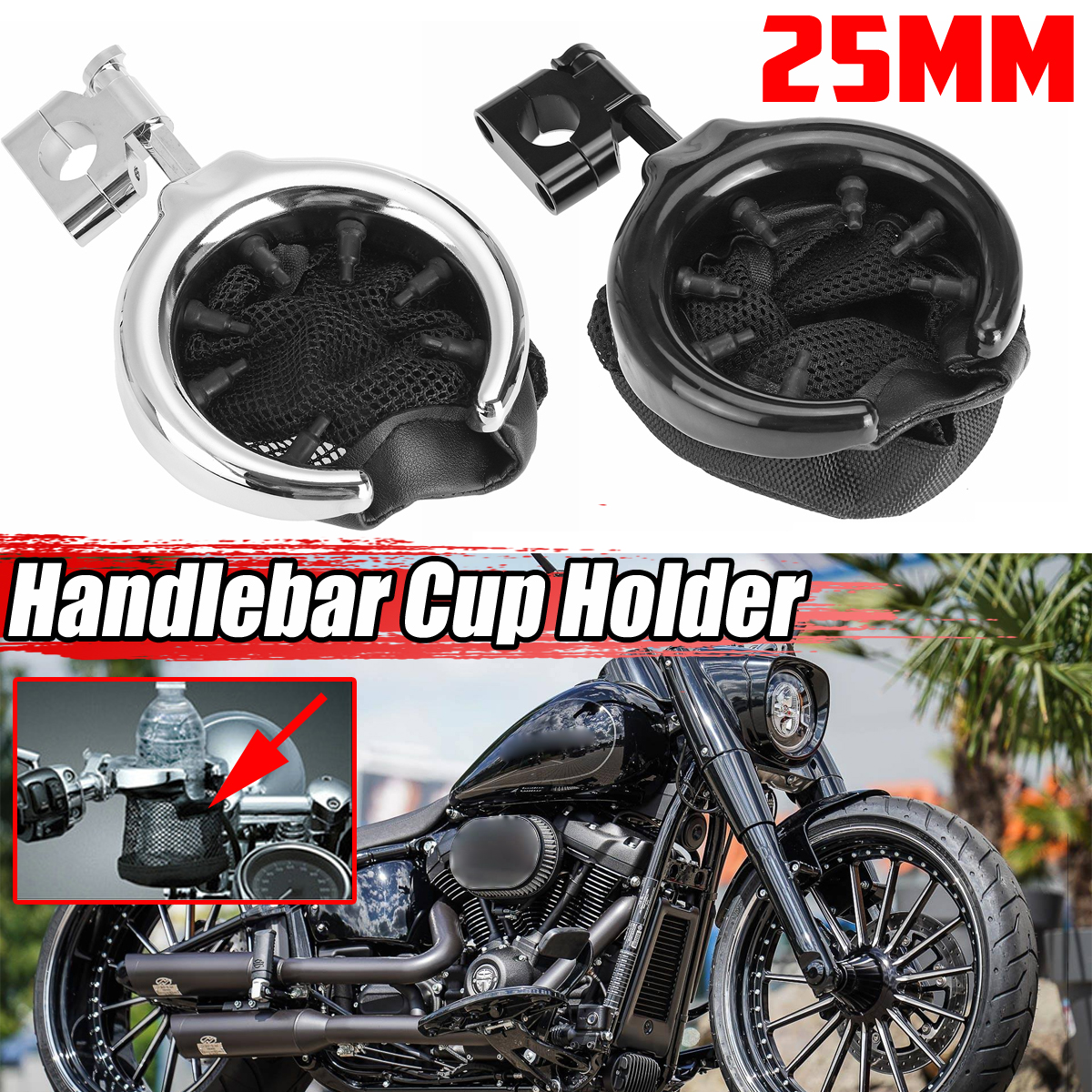 Universal-Handlebar-Cup-Holder-Motorcycle-Metal-Drink-Basket-For-Harley-1729749