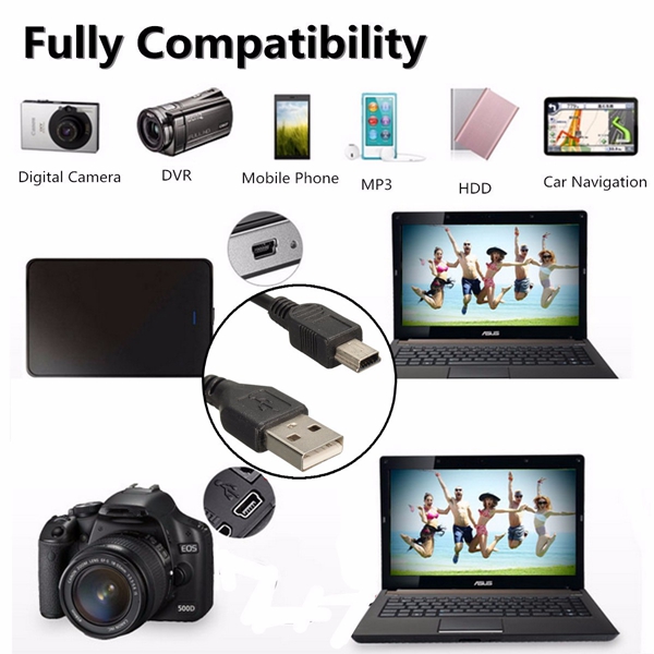 USB-20-A-Male-to-Mini-5-Pin-B-Charging-Cable-Cord-75cm-for-DVR-GPS-PC-Camera-MP3-1029635