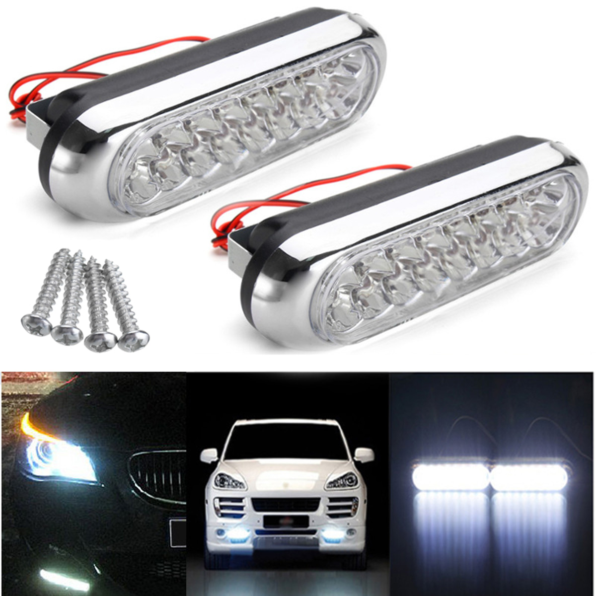 2PCS-12V-2W-Car-Daytime-Running-DRL-Fog-White-16-LED-Light-Lamp-918347