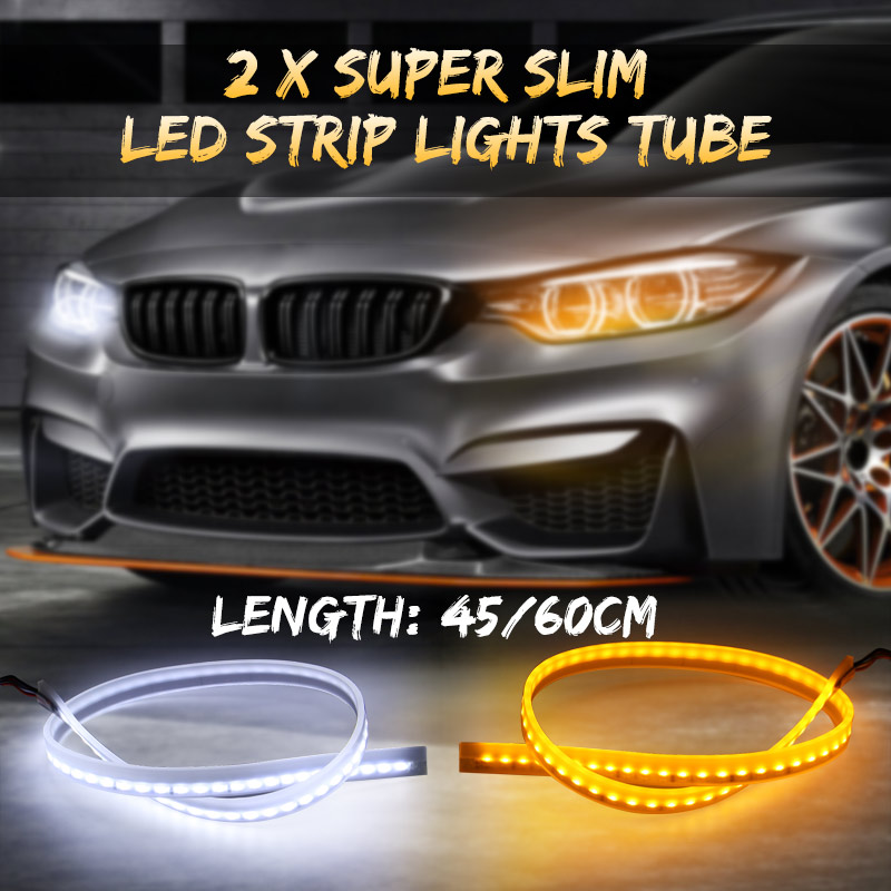 2PCS-Switchback-LED-Strip-Daytime-Running-Lights-DRL-Sequential-Flow-Turn-Signal-45cm60cm-1312349