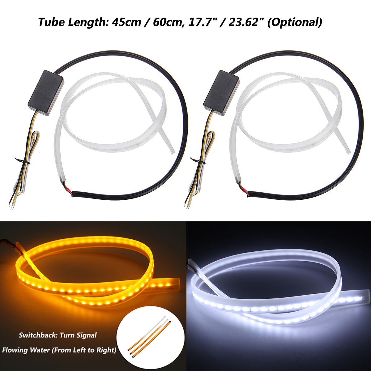 2PCS-Switchback-LED-Strip-Daytime-Running-Lights-DRL-Sequential-Flow-Turn-Signal-45cm60cm-1312349