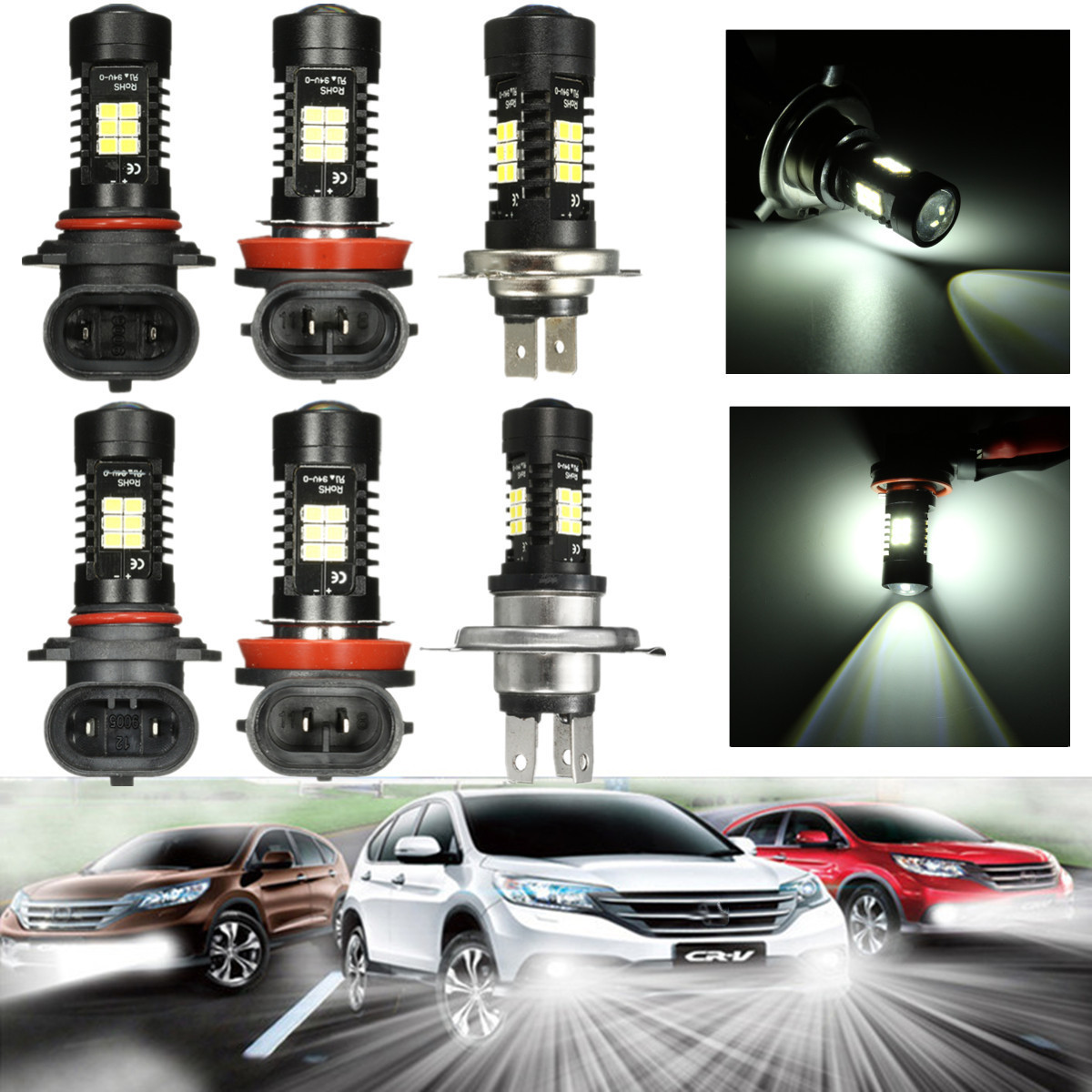 H4-H7-H11-9005-9006-H8-LED-Car-Fog-Light-Daytime-Running-DRL-Bulb-21-SMD-12V-21W-With-Lens-6000K-Whi-1716532