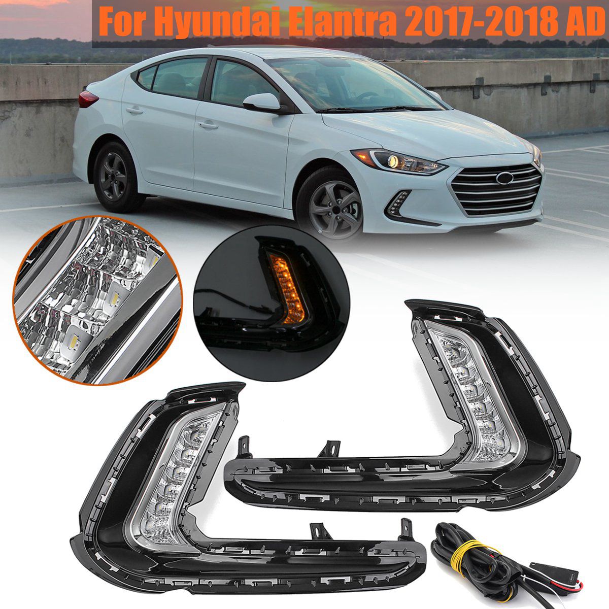 Pair-7LED-Car-Daytime-Running-Lights-DRL-Fog-Turn-Signal-Lamp-for-Hyundai-Elantra-AD-17-18-1317834